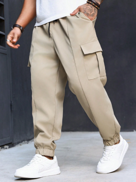 Manfinity Homme Men's Plus Size Drawstring Waist Cargo Pants