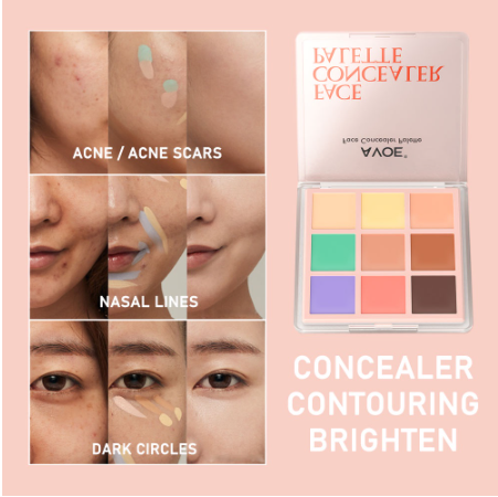 AVOE 9 Color Corrector Concealer Palette High Cover Long-lasting Nature Green Concealer Face Makeup