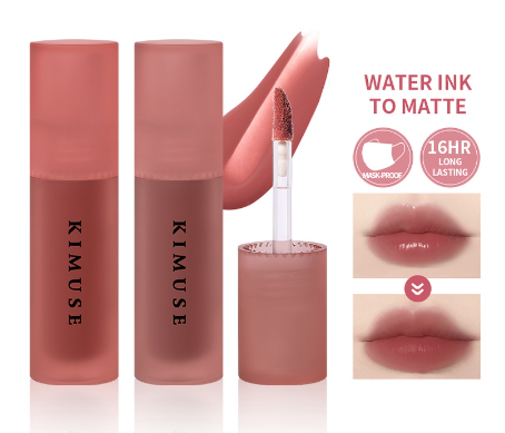 KIMUSE Water Tint Lip Glaze 13 Colors Waterproof Long Lasting Matte Liquid Lip Gloss Lipstick