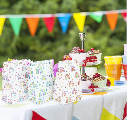 10pcs Boho Rainbow Loot Bags Sweets Candy Box Cookies Packing Bags Girl Happy Birthday Party Decor Baby Shower Supplies