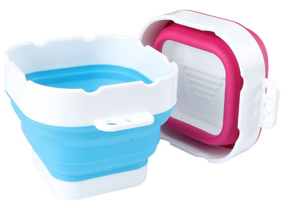 SeamiArt Silicone Folding Mini Bucket with Brush Pen Holding for Washing Painting Brush Watercolor Drawing Tools