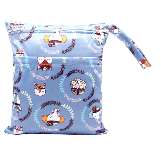 30x37cm Cloth Diaper Wet Dry Bags Double Zipper Mixed Color Printed Portable Waterproof Dag Storage Bag Swimwear Bag C34