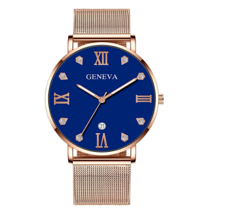 Original GENEVA Luxury Diamond Stainless Steel Waterproof Quartz Fashion Watch for men's Women's 3