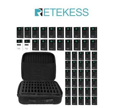 Retekess TT122 Tour Guide System with Handheld 48 Slot Carry Bag for Church Factory School (2 Transmitters 48 Receivers)