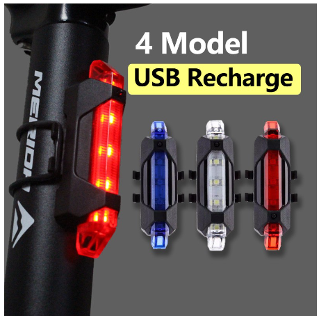 Bike Light Portable USB Rechargeable Tail Rear Safety Warning Light Taillight Lamp