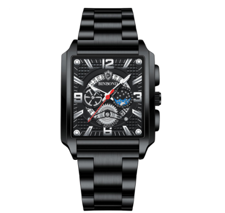 Original Luxury Square Fashion Retro Calendar Waterproof Luminous Sports Stainless Steel Watch 011