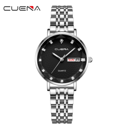 CUENA Women's Watch Top Brand Fashion Business Elegant Luxury Analog Quartz Stainless Steel Waterproof 6002 F08