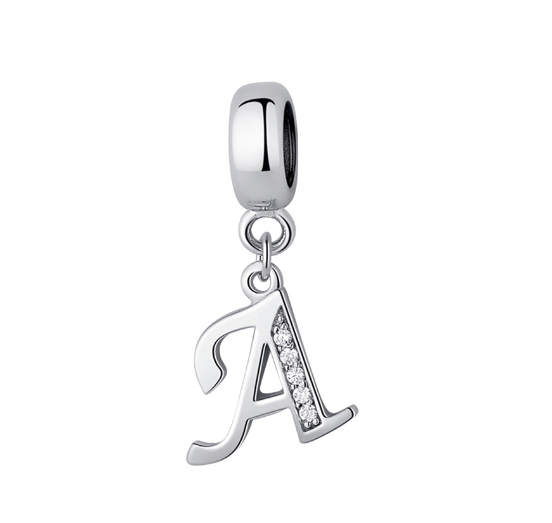 26 English Letter Pendants Suitable For Pandora Bracelet DIY Necklace 925 Silver-Plated Charm Simple Fashion Jewelry Pendant A
