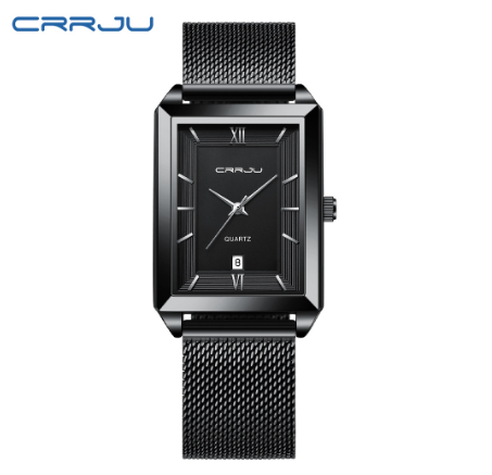 CRRJU Original Brand Men's Watch Square Dial Fashion Sports Analog Quartz Stainless Steel Waterproof 2197 X M1