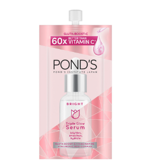Pond's Bright Triple Glow Facial Serum with Gluta Boost and Niacinamide for Dewy Hydrated Skin 7.5g