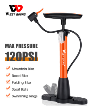 WEST BIKING 120psi High Pressure Bicycle Pump Balls With Base Tire Mountain Bicycles Air Inflator