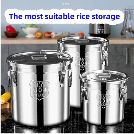 Household insect-proof rice bucket 304 stainless steel storage Soup bucket insulation container