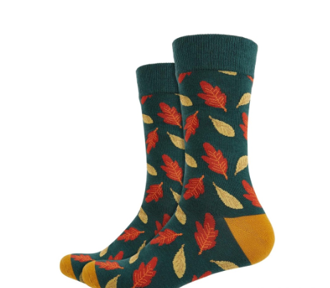 IDENTITY Autumn Leaves Printed Crew Length Socks