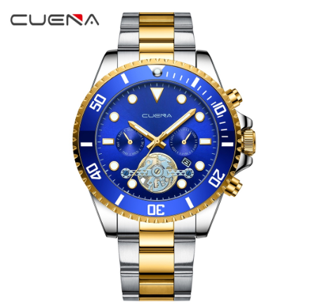 CUENA Men's Watch Top Brand Fashion Business Military Analog Quartz Stainless Steel Waterproof 6012 2