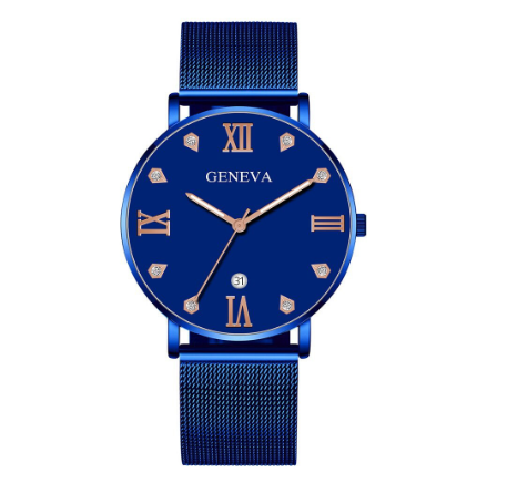 Original GENEVA Luxury Diamond Stainless Steel Waterproof Quartz Fashion Watch for men's Women's 8