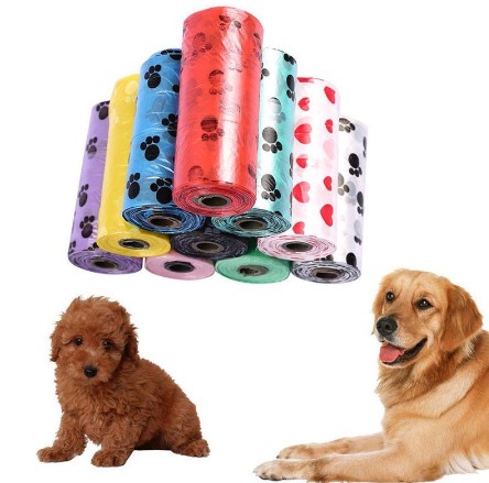 Dog Poop Bag Pet Dog Clean-Up Bag Pick Up Waste Poop Bag 15pcs/Roll Random Color