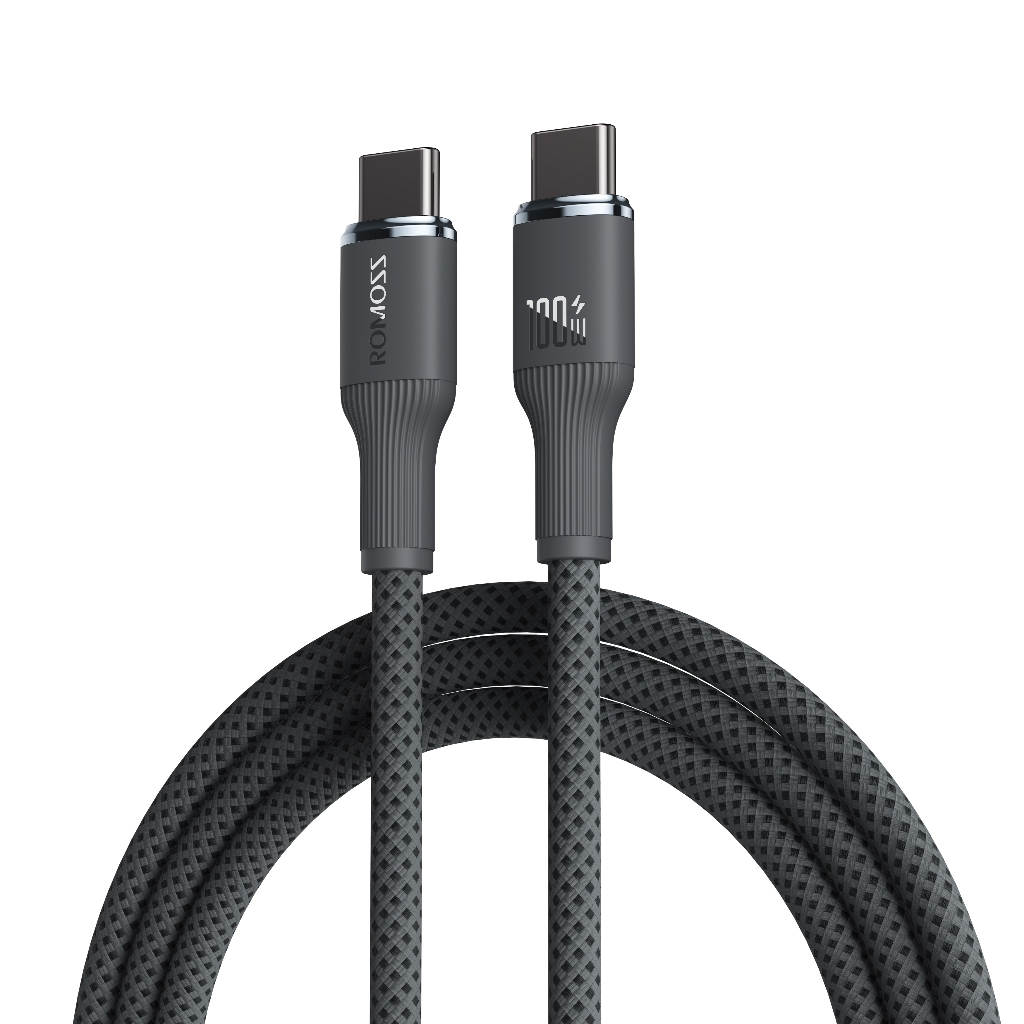 ROMOSS CB3224 100W Type C to Type C Super Fast Charging Cable Nylon Data Cable Zinc Alloy Shell Desi