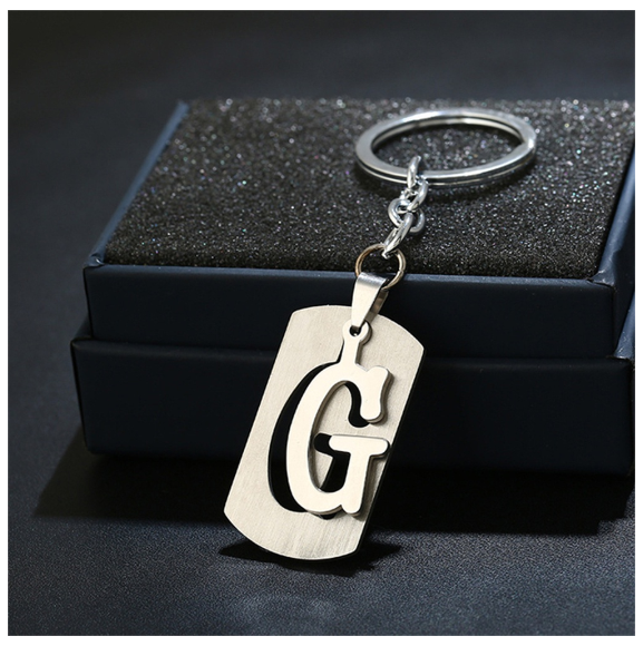Stainless Steel 26 Letters Keychain Women Men Backpack Purse Charms Metal A To Z Alphabet Pendant With Key Holder For Couple G