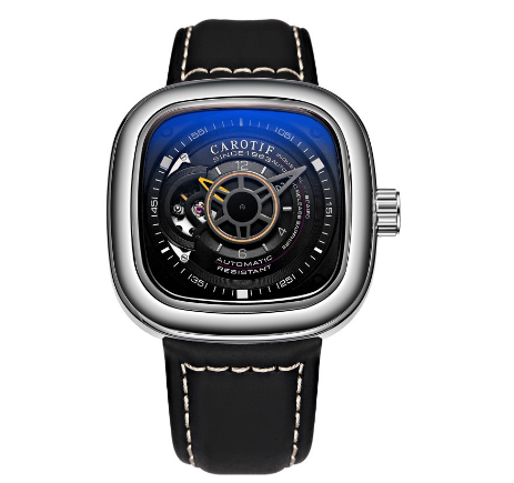 CAROTIF Automatic Skeleton Watch for men - Fashion Waterproof leather strap Sport Watches men watch F1003 10