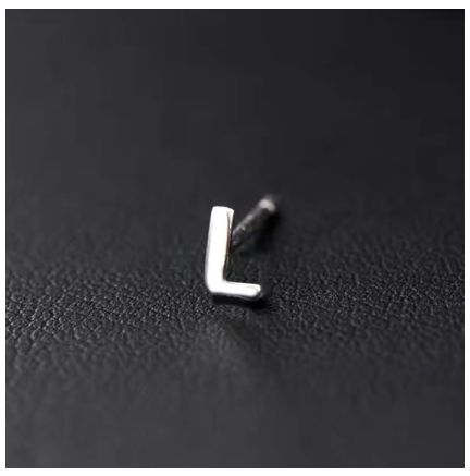 A-Z Initial Letter Stud Earrings for Women Girls Birthday Gift Silver Plated 26 Alphabet Name Ear Piercing Jewelry L