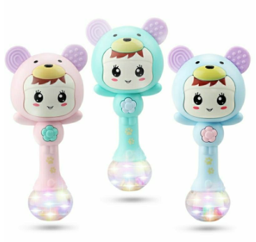 Baby Music Rattles Teether Toy for Baby Rattles Toy Baby Teether Rattle Shaker with Light and Music