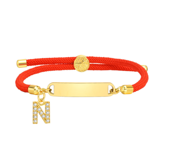 Vnox Custom Initial Letter Name Baby Bracelet Personalized Newborn Child Birth Gift Red Thread Rope Bracelet Adjustable Handchain N