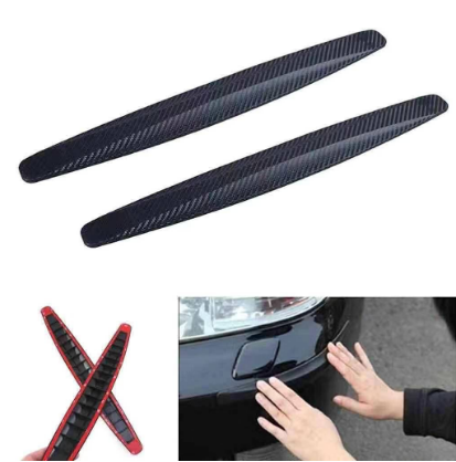 2Pcs Carbon Fiber Texture Car SUV Bumper Edge Guard Strip Anti-rub Protector P2090