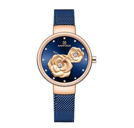 Naviforce Women's Top Luxury Brand Beautiful Design Quartz Ladies Simple Waterproof Watch DARK BLUE