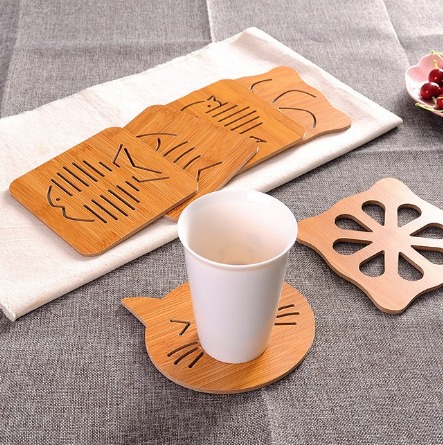 Wooden Cartoon Table Cushion Antiskid Pot Mats Cup Mat