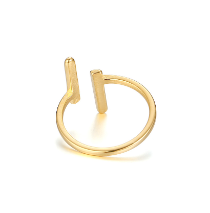 Double T Gold Plated Stainless Steel Ring for Women