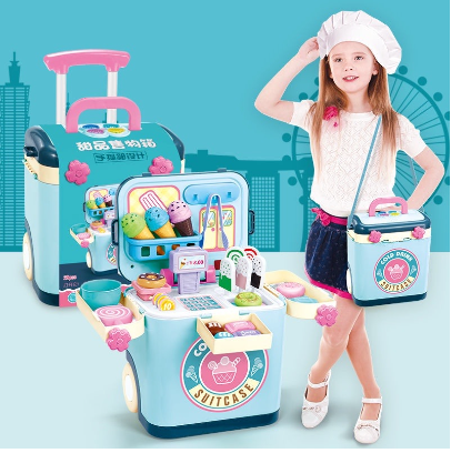 Children's Play House Ice Cream Toy Kitchen Candy Simulation Ice Cream Ice Cream Car Trolley Box Toy