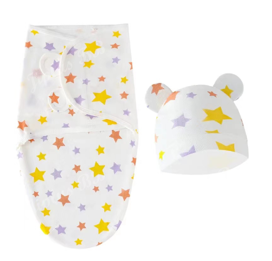 Newborn Baby Muslin Swaddle Blanket Hat Set Swaddle Bedding Wrap Blanket Baby Swaddling S61