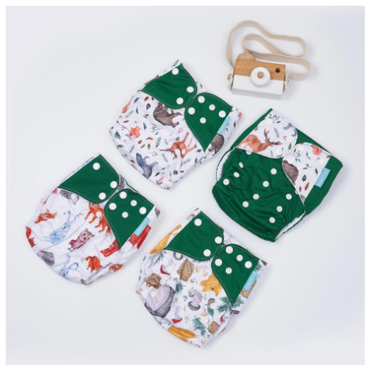 Happyflute Baby Reborn 4pcs set Washable Eco-friendly Baby Cloth Diaper Ecological Adjustable Nappy Reusable Diaper Fit 0-2year Set5