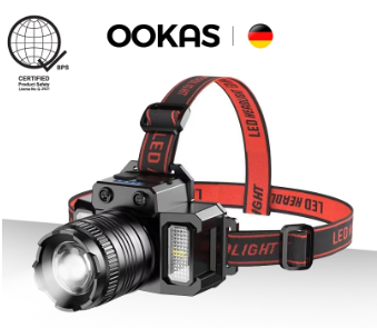 Ookas Headlamp Head Flashlight Headlight Water Proof Led Rechargeable