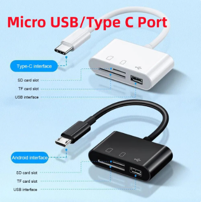1pc Type C To SD Card Reader Micro USB Adapter With SD/TF Card Reader/USB2.0 OTG Mobile Phone Adapters For Laptop Tablet Macbook