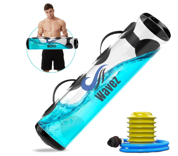Water Tank Fitness Equipment – upto 45lbs Core Water Gym Equipment Sandbags for Working Out Includes Air Pump, Workout Bag for Strength Training, Baseball Training