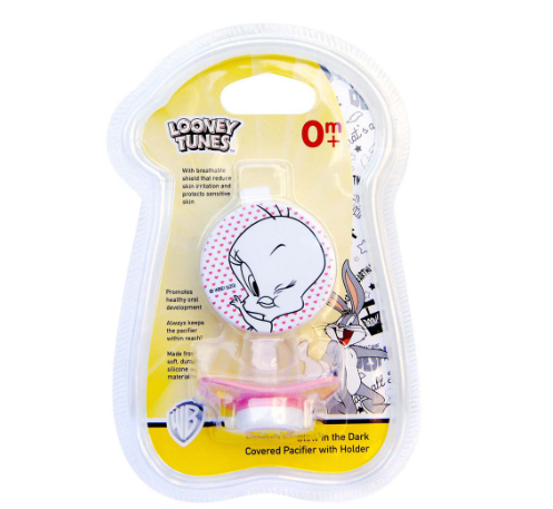 Looney Tunes Glow In The Dark Covered Pacifier With Holder