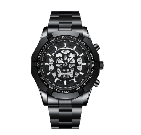Original Luxury Fashion Casual Luxury Stainless Steel Luminous Calendar Waterproof Skull Hollow Watch Men's Watch M3