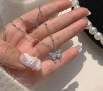 Korean Style Silver Bow Necklace