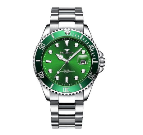 FNGEEN S925 Men's Quartz Watch SILVER GREEN