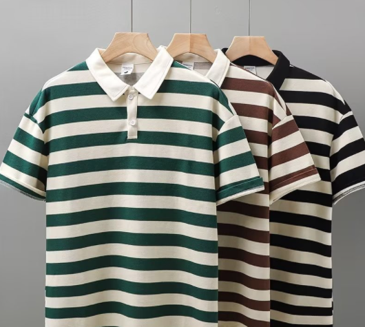 Stripe Short Sleeve Casual Polo T Shirt For Men Summer Korean Polo Shirt For Man