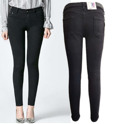 Low waist black pants for her skinny jeans Stretchable fashion G77809