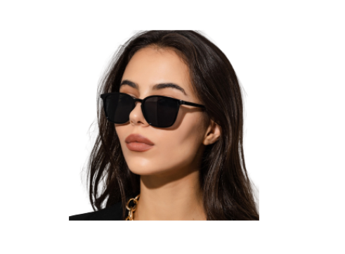 Lovito Women Casual Plain Basic Sunglasses LNA32293 (Black)