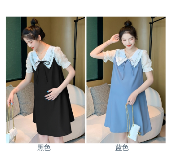 Maternity Lace Dress Korean Fashion Pregnant Women Wear Mummy Clothes