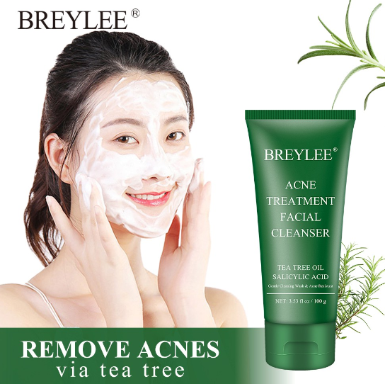Breylee Facial Cleanser Acne Treatment Shrink Pore Face Cleansing Oil Control Skin Care Cleaner Remove Blackhead 100G