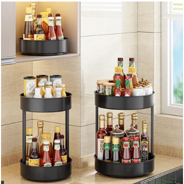 1/2/3 Tier Rotating Spice Rack 360° Kitchen Seasoning Bottle Storage Rack Increase In Height