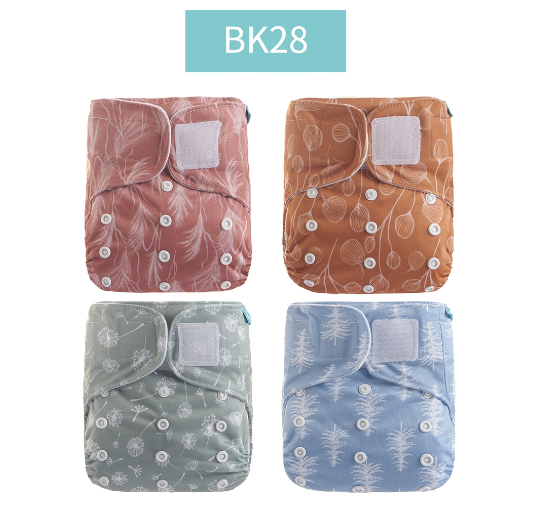 Happyflute 2023 Baby Reborn 4pcs set Washable Eco-friendly Baby Cloth Diaper Ecological Adjustable Nappy Reusable Diaper SET22