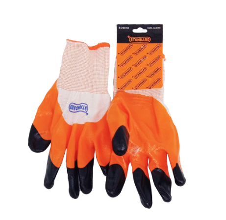 STANDARD Orange Black Rubber Safety Gloves 50g High Quality Hardware Tools (SD9018)