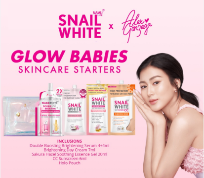 Snailwhite Alex Gonzaga Glow Babies Skincare Starters (Cream, Serum, Sunscreen, Essence Gel)