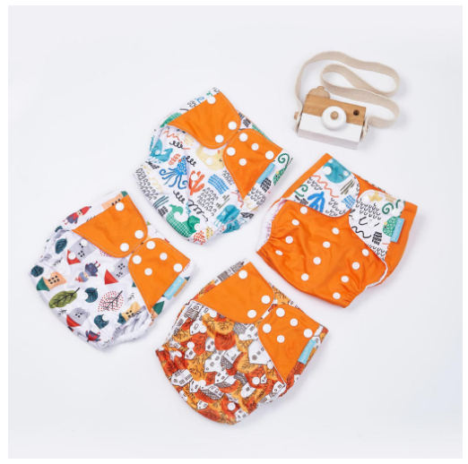 Happyflute Baby Reborn 4pcs set Washable Eco-friendly Baby Cloth Diaper Ecological Adjustable Nappy Reusable Diaper Fit 0-2year Set13